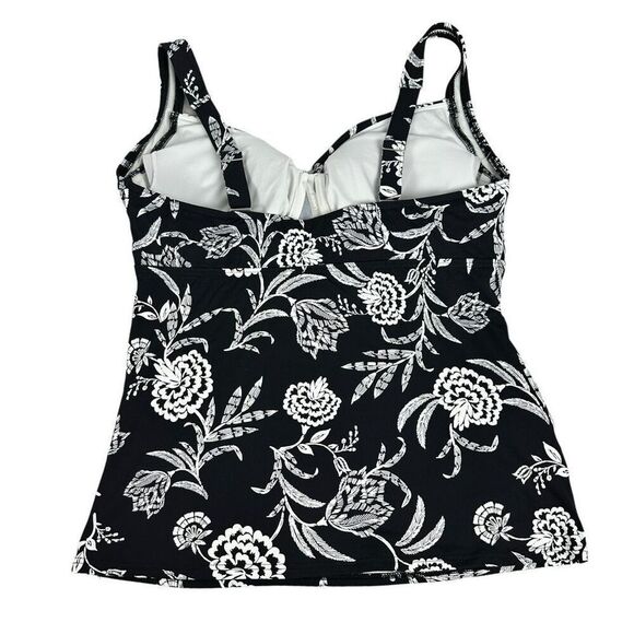 Lands’ End Women's Wrap Underwire Tankini Swimsuit Top Size 10DD Tummy Support - Picture 2 of 5